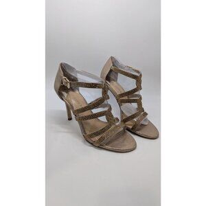 Gianni Bini Gold Sequined Fusion Strappy Heels